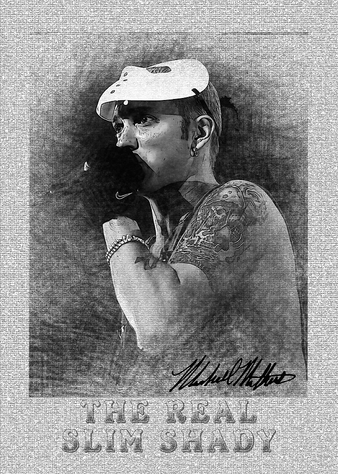Rap God Shady Era Textured Sketch Art