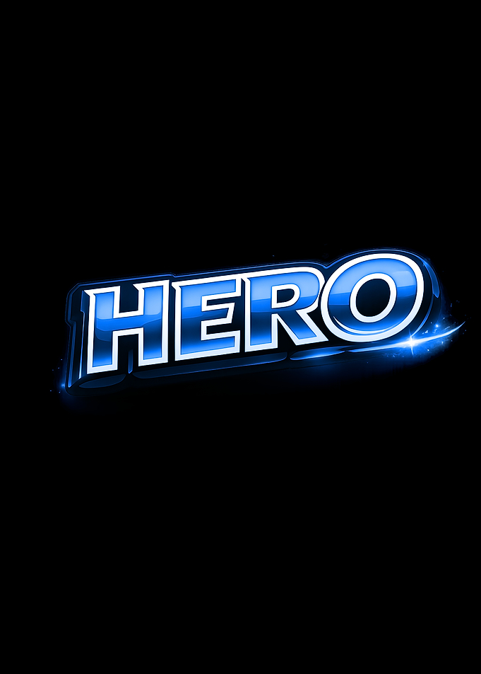 Blue Glowing Hero Text Art