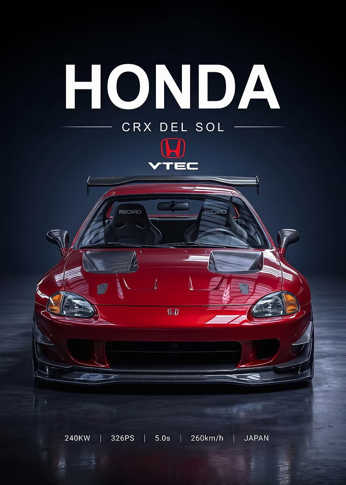 sleek Honda CRX Del Sol car Poster