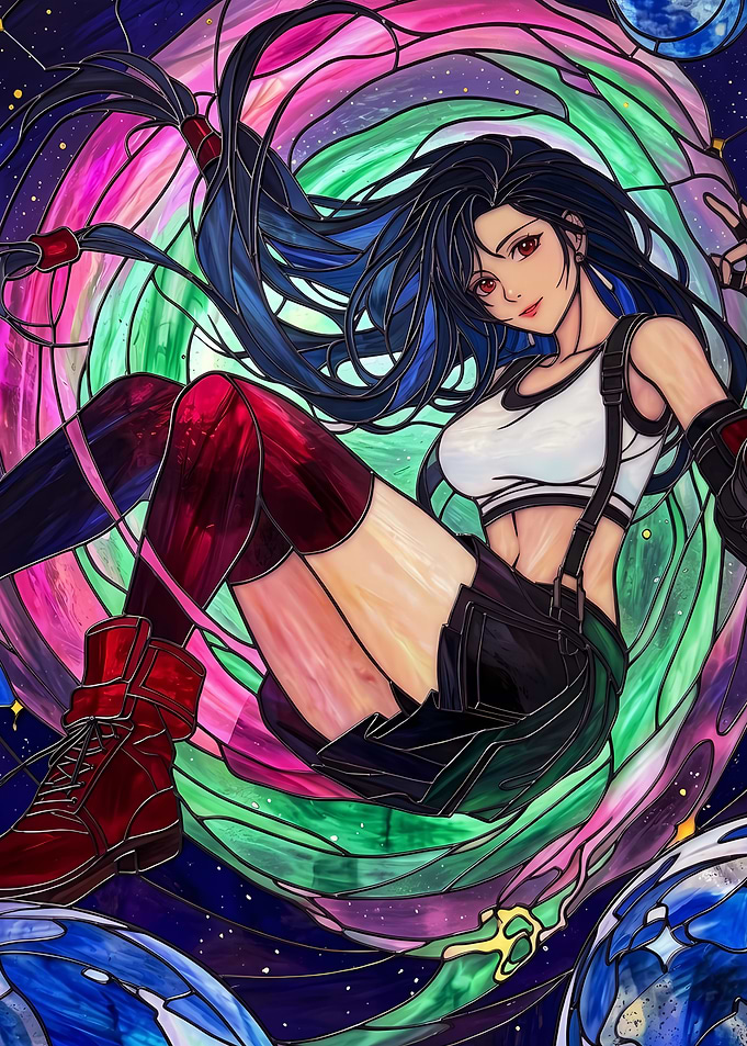 Tifa Lockhart Stained Glass Art