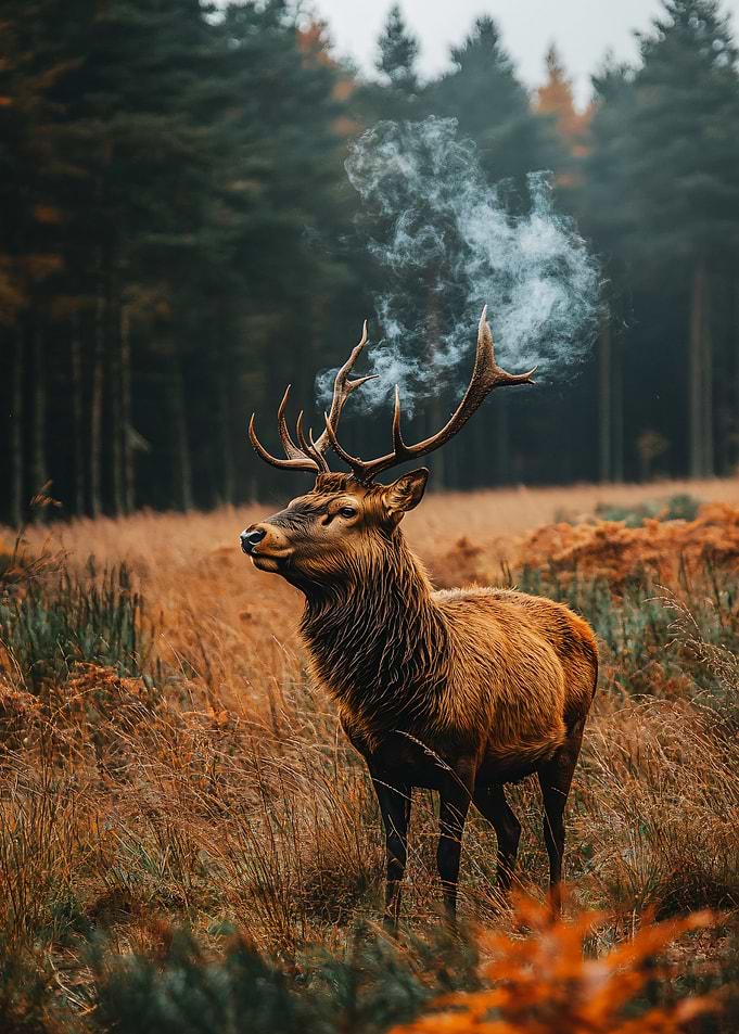 Majestic Stag in Autumn Forest