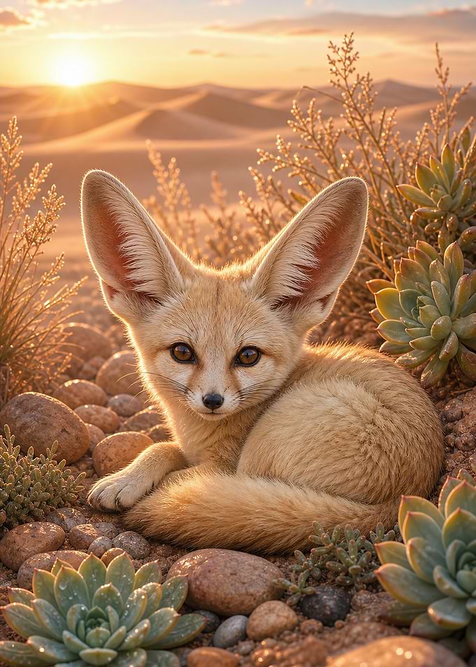 Fennec Fox Desert Succulents