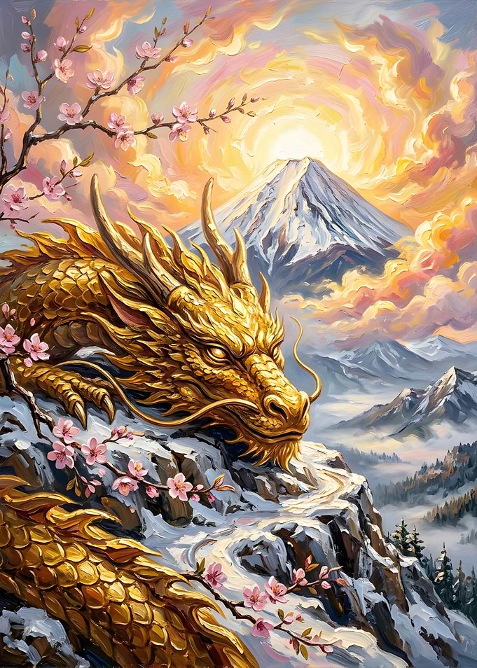 Golden Dragon at Mount Fuji