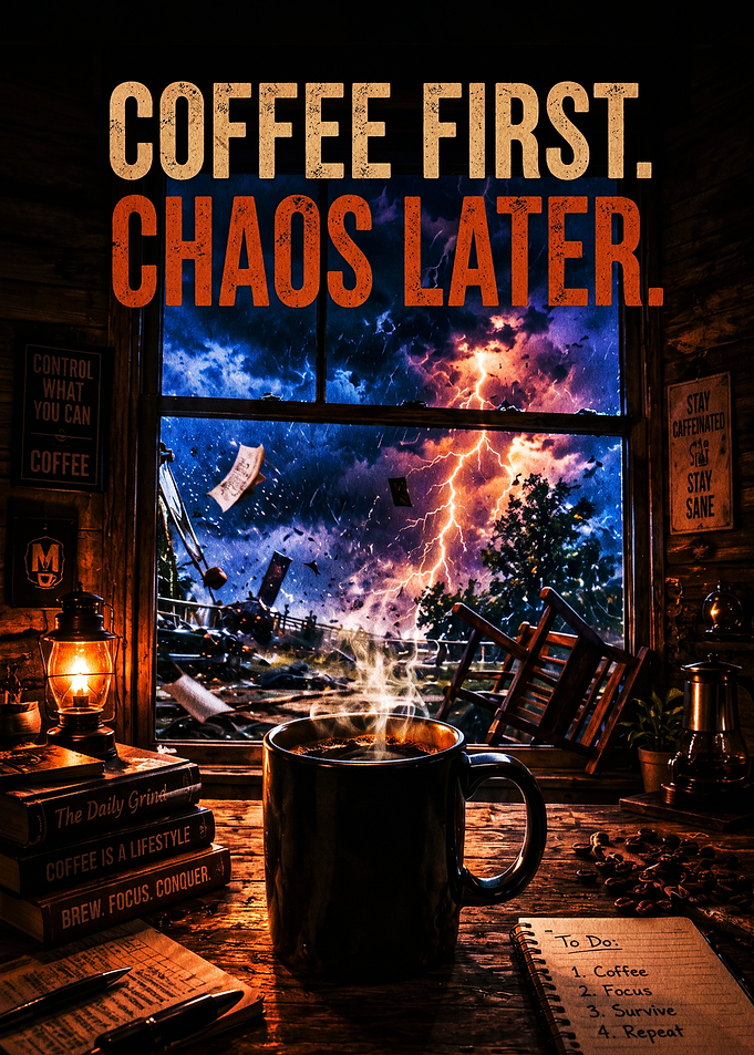 Coffee First Chaos Later Poster