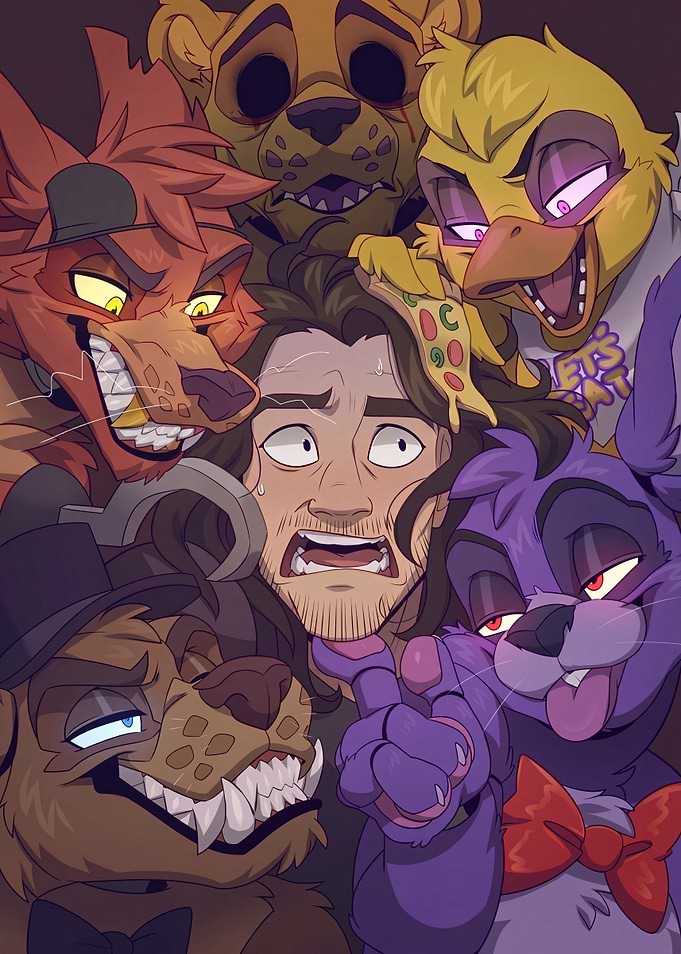 Markiplier Surrounded by FNAF Animatronics