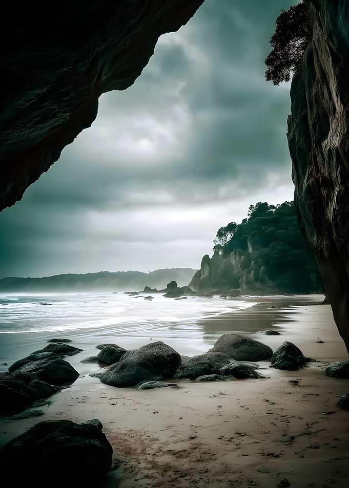 Moody Coastal Cave View