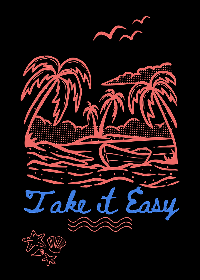 Take It Easy Tropical Beach Illustration