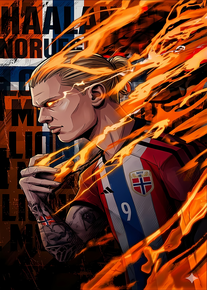 Erling Haaland Norway Soccer Poster