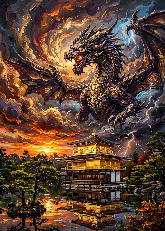 Dragon Over Kinkaku-ji Temple