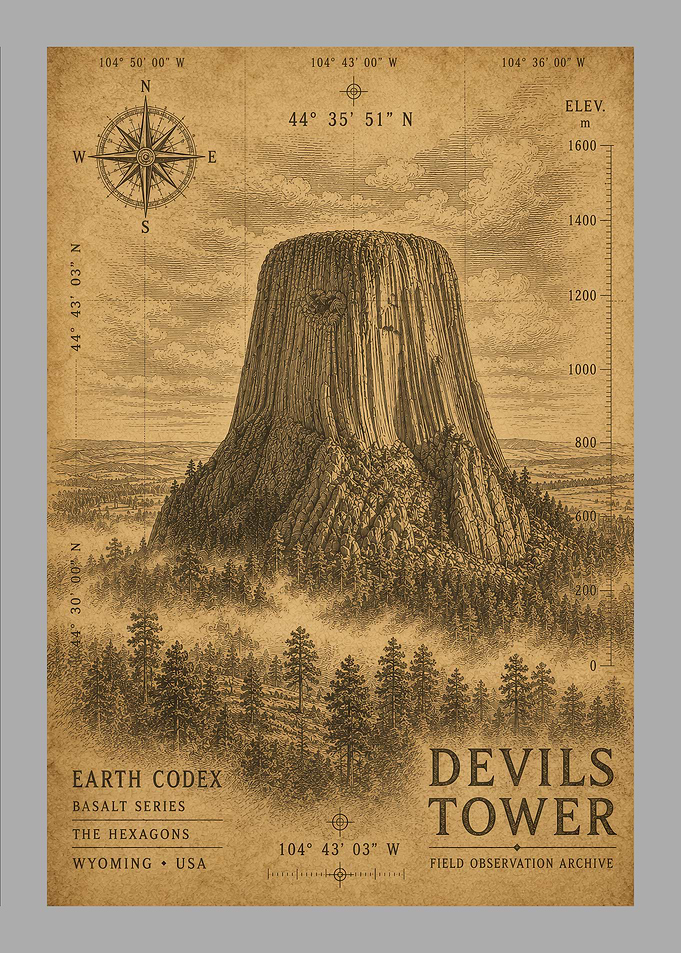Devils Tower Wyoming Field Observation Archive Poster