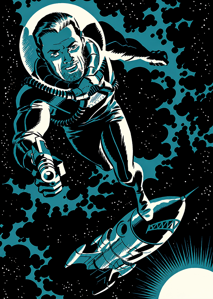 Retro Space Hero Comic Illustration