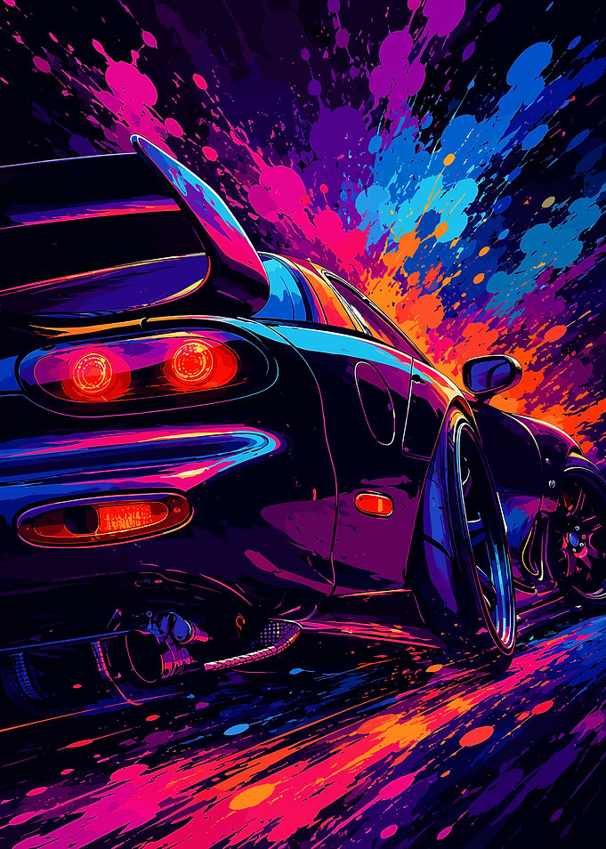 Neon Splatter Mazda RX-7 Art