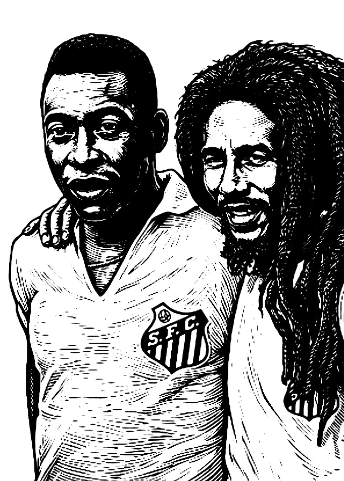 Pele and Bob Marley Illustration