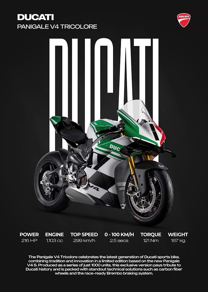 Ducati Panigale V4 Tricolore Poster