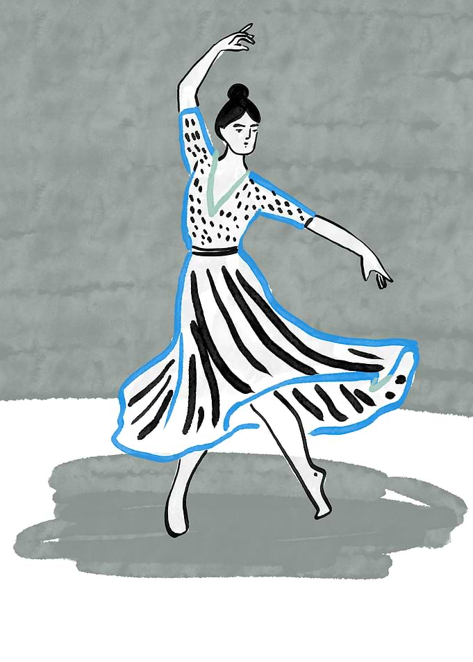 Minimalist Illustration of a Dancing Woman