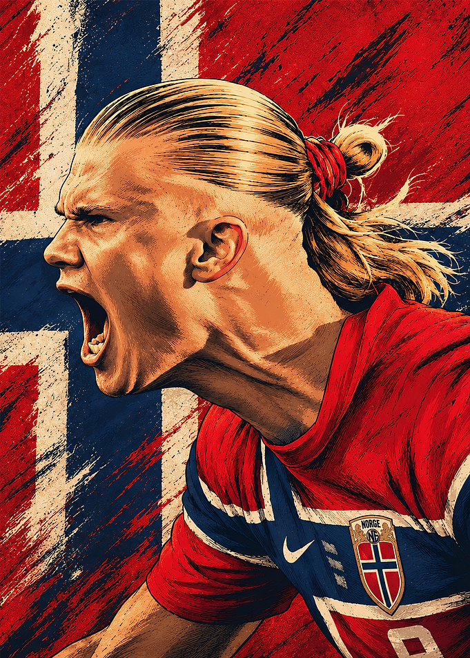 Erling Haaland Norway Soccer Poster