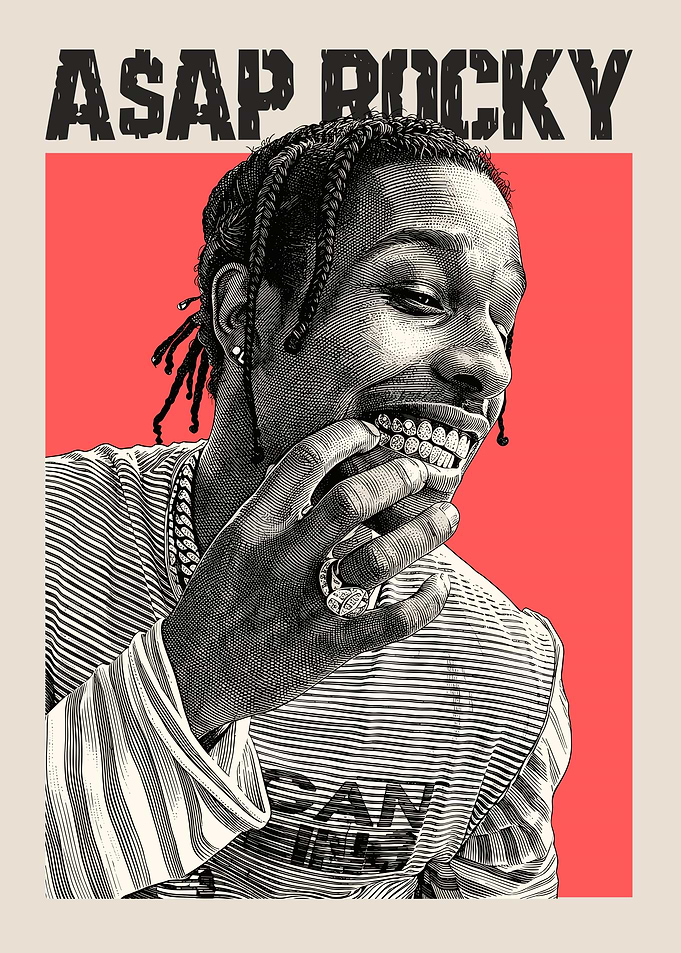 ASAP Rocky Engraved Style Portrait