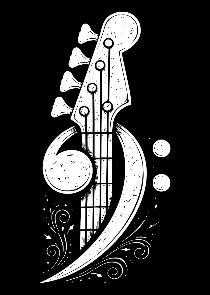 Bass Guitar F-Clef Musical Design