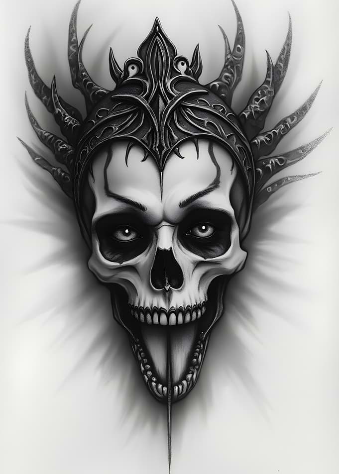 Gothic Skull with Ornate Crown