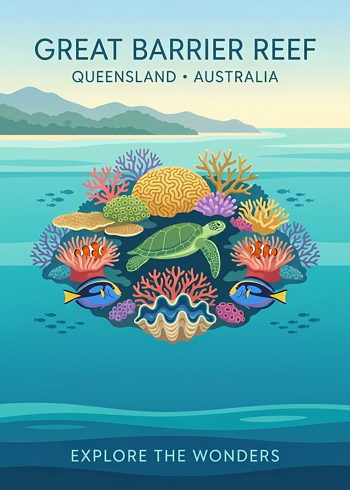 Great Barrier Reef Travel Poster