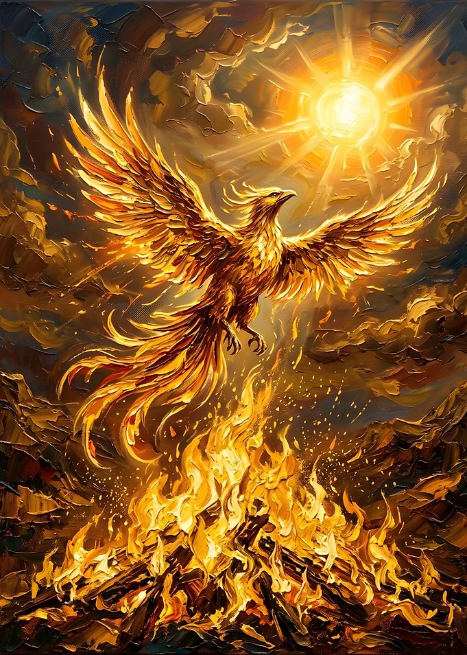 Majestic Phoenix Rising from Fire