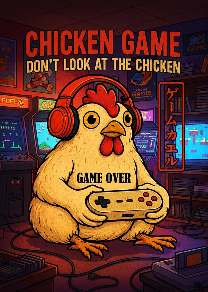 Chicken Game Retro Gaming Illustration
