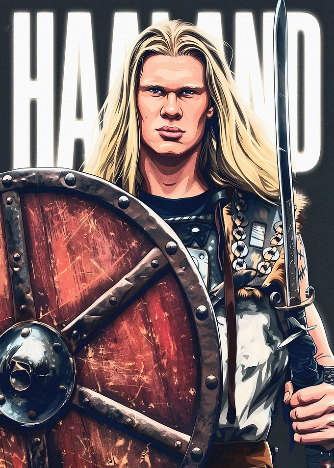 Erling Haaland Viking Warrior Portrait