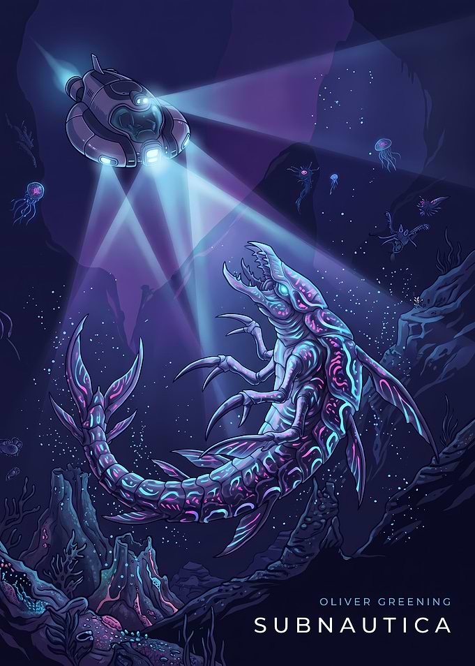 Subnautica Reaper Leviathan Encounter Poster