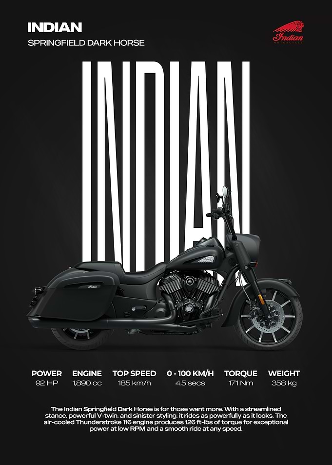 Indian Springfield Dark Horse Motorcycle Poster