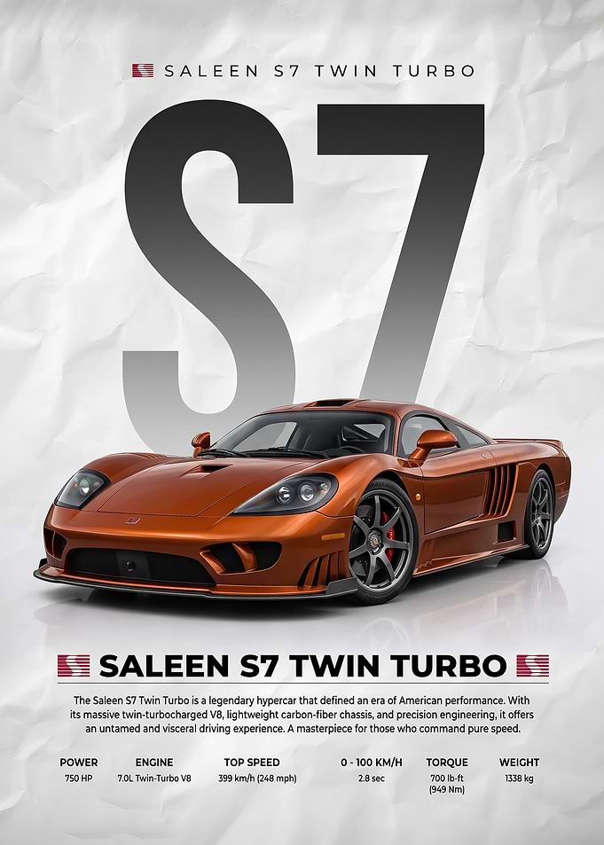 sleek Saleen S7 Twin Turbo car Poster