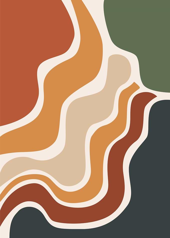 Abstract Wavy Earth Tone Art