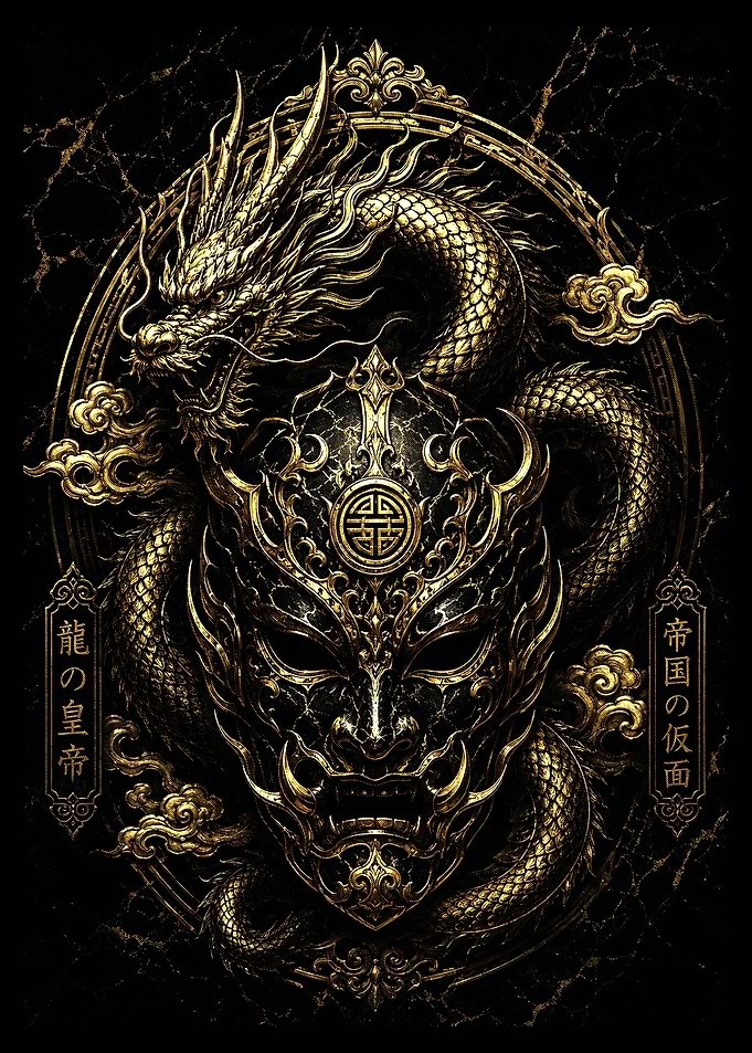 Golden Dragon and Samurai Mask Emblem