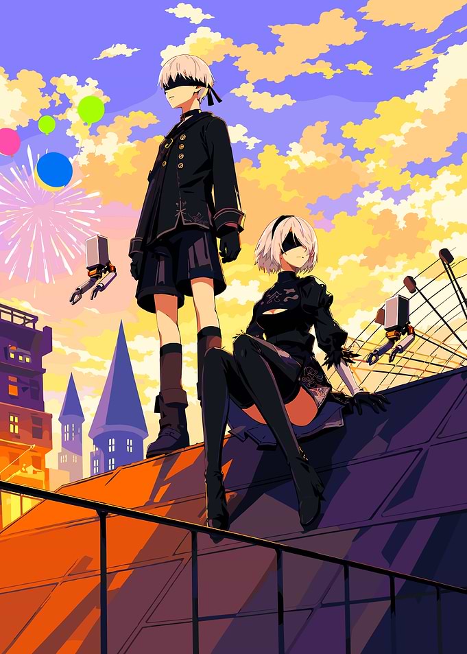 2B and 9S Nier Automata Illustration