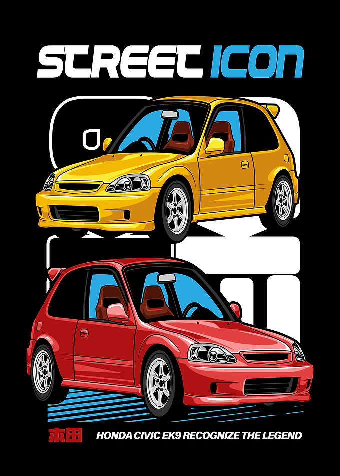 Honda Civic EK9 Street Icon Poster