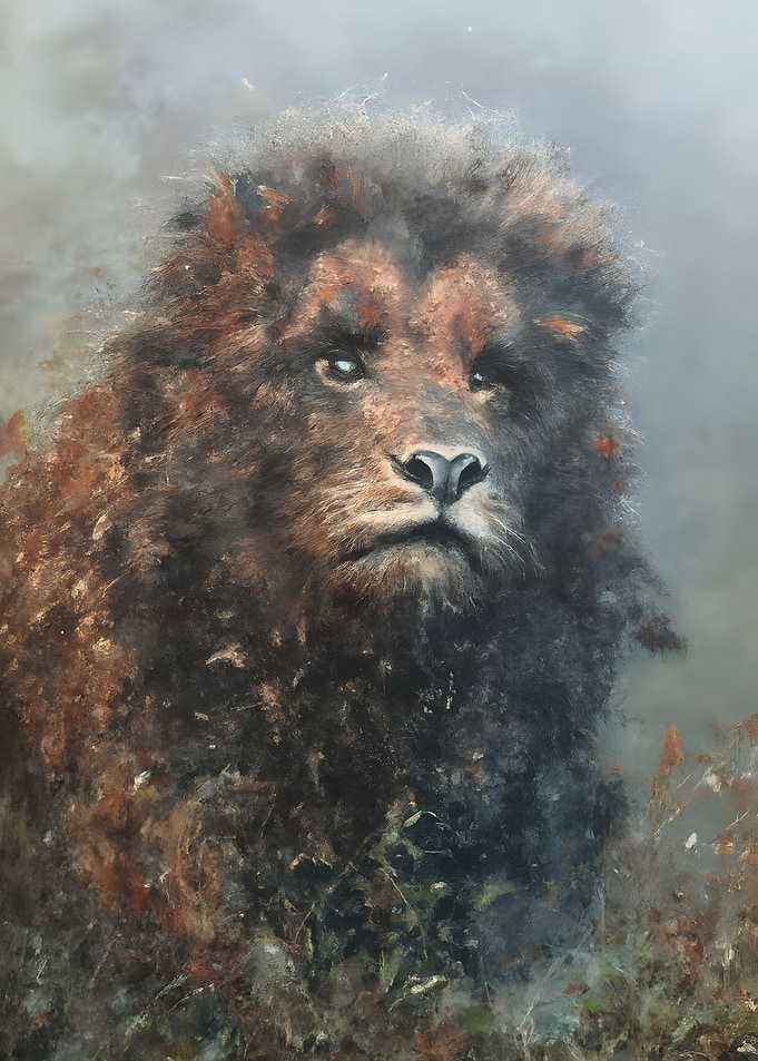 Ethereal Portrait of a Majestic Lion