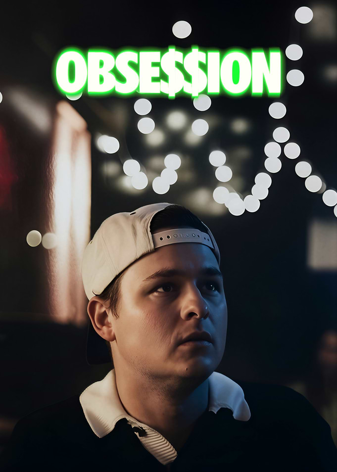 Obsession Ian Neon Money Text Poster
