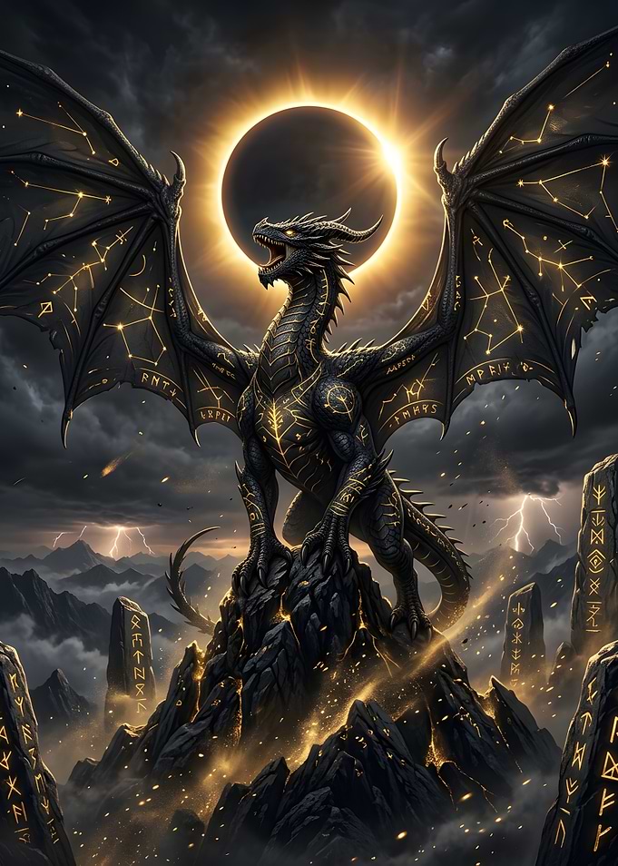 Celestial Dragon Under Solar Eclipse