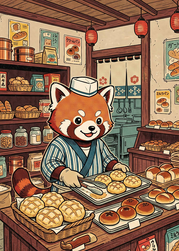 Red Panda Baker in Japanese Bakery