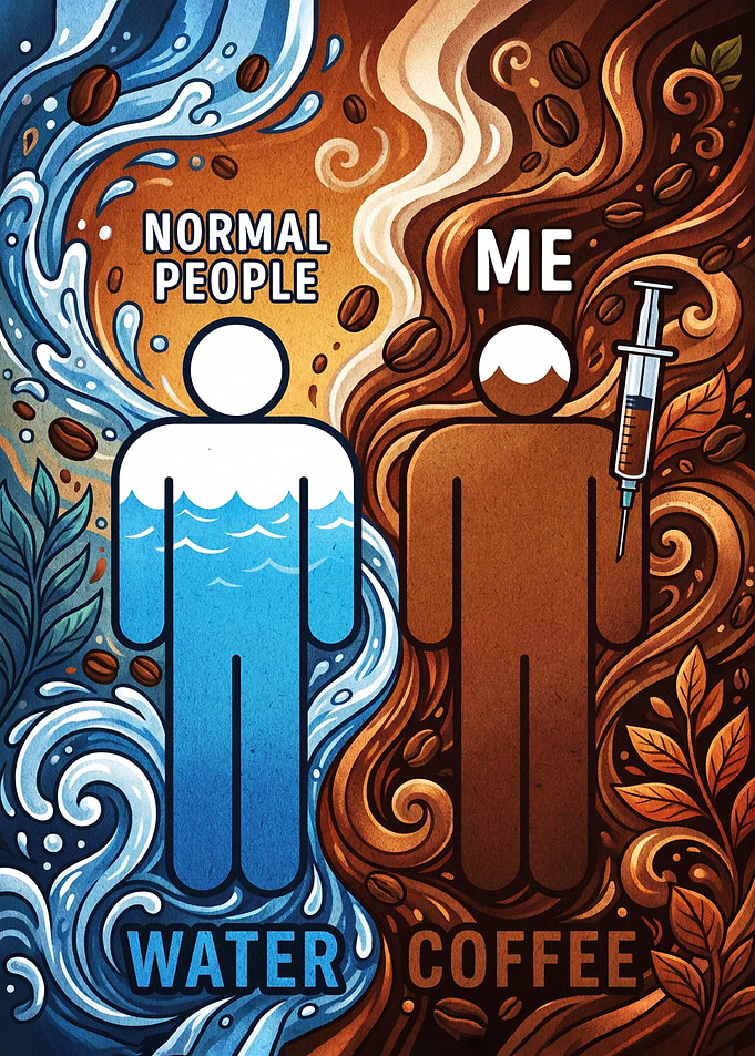 Funny Coffee vs Water Comparison Poster