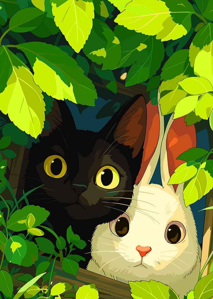 Black Cat and White Rabbit