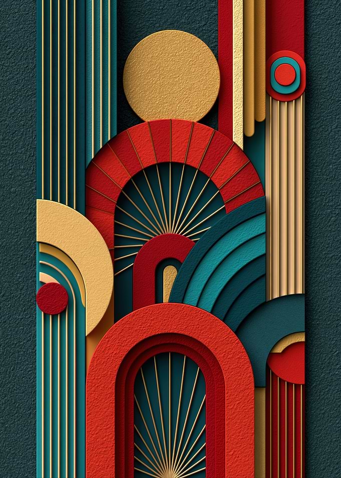 Art Deco Geometric Abstract Composition