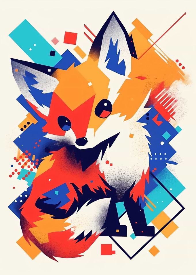 Geometric Abstract Fox Illustration