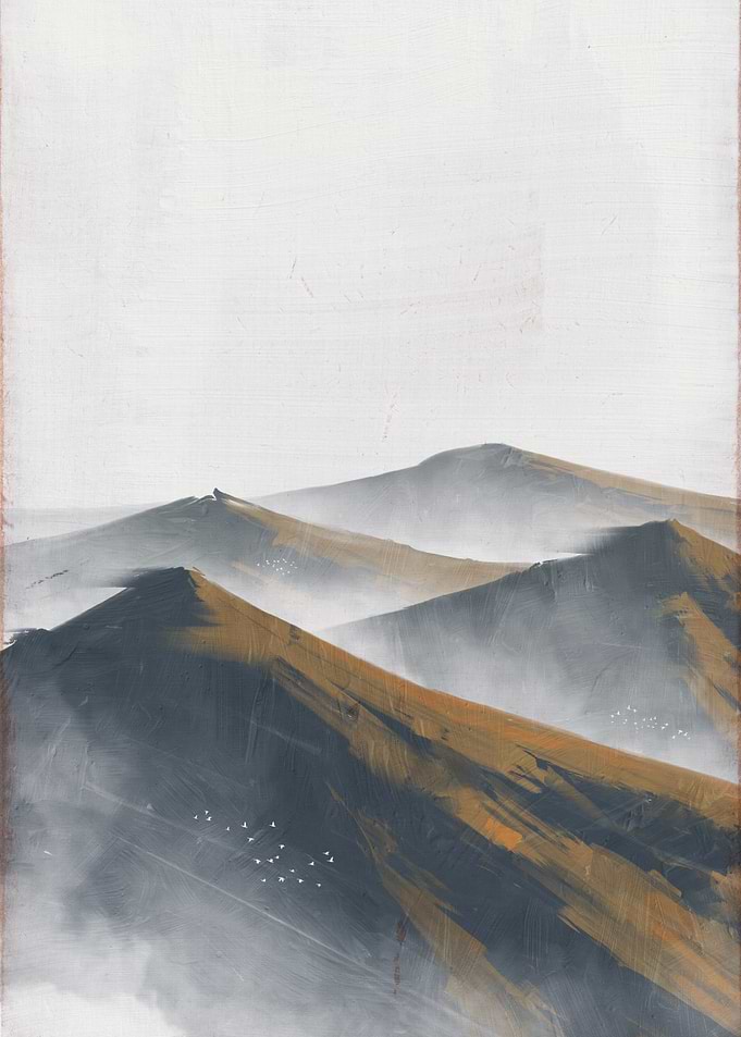 Minimalist Mountain Landscape Painting