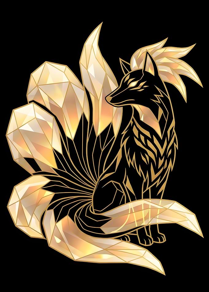 Crystalline Nine-Tailed Fox Illustration