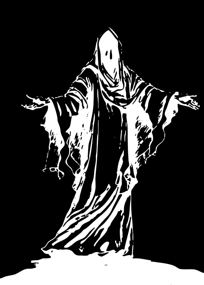 Ghostly Figure in Black and White
