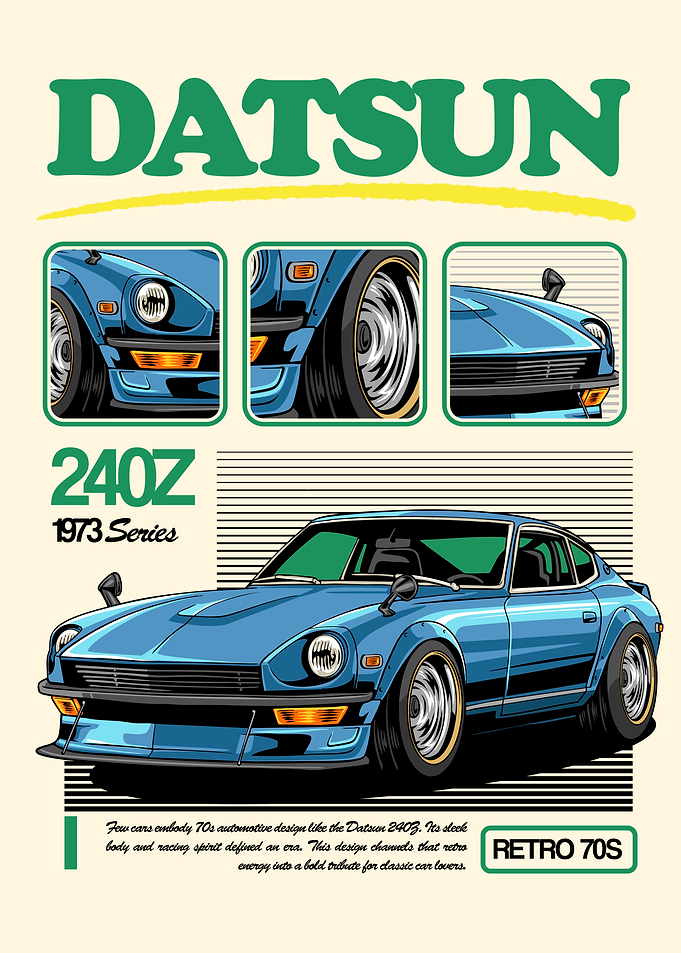 Retro Datsun 240Z 1973 Poster