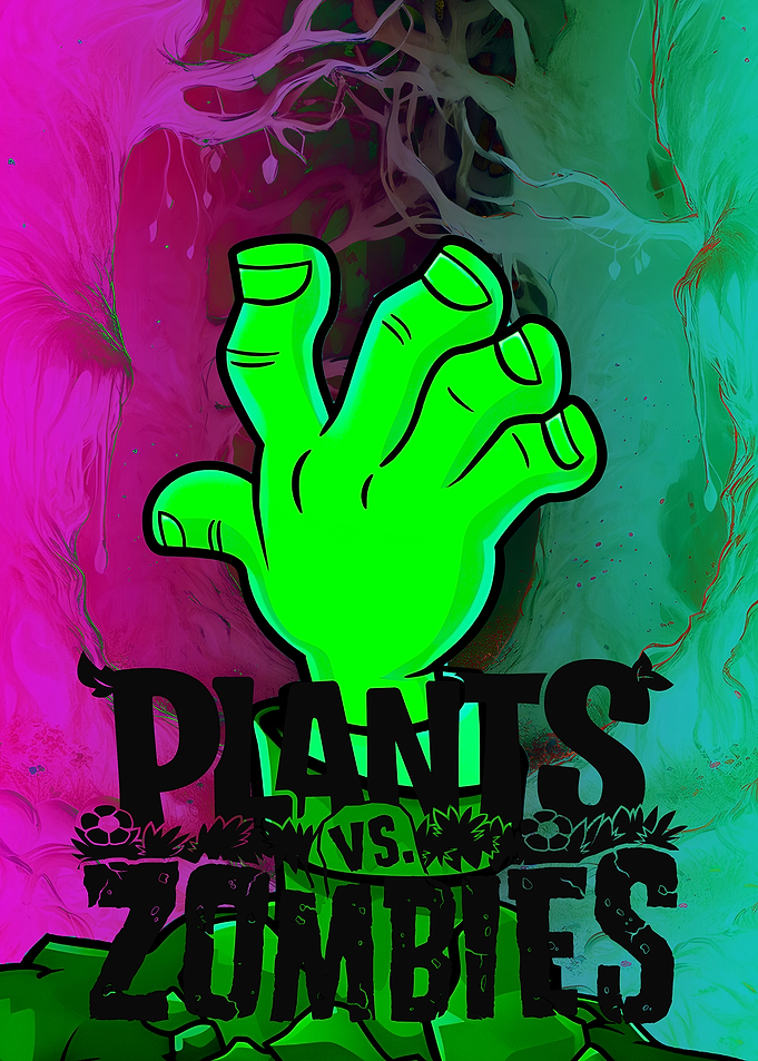 Plants vs Zombies Neon Hand Poster