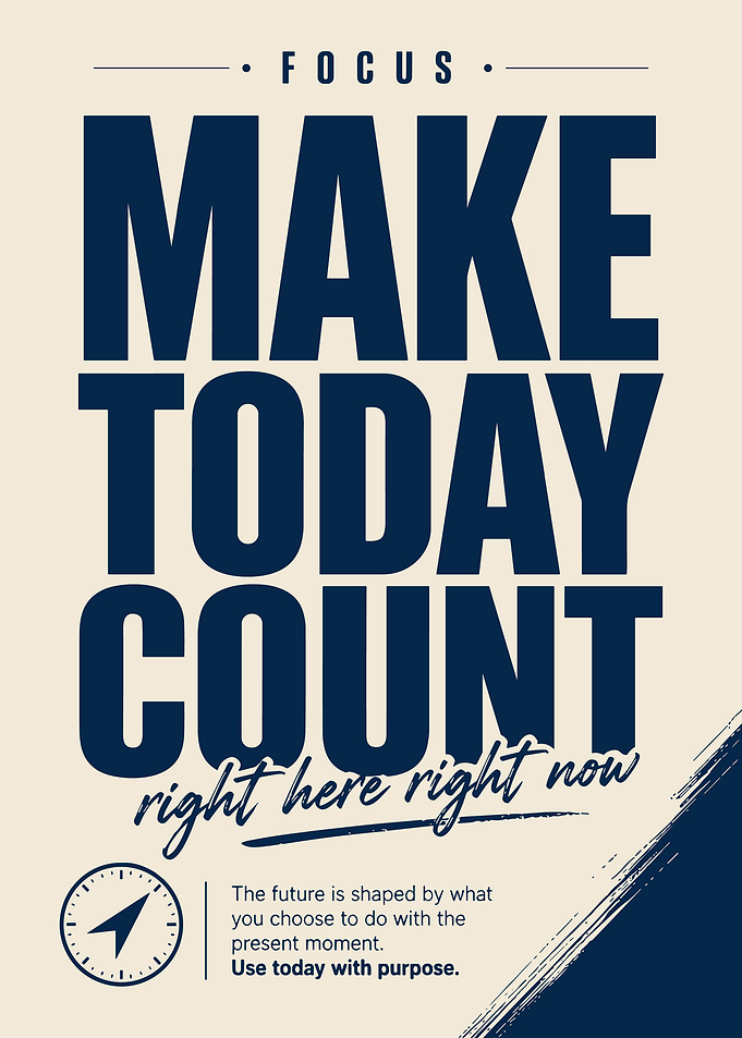 Focus Make Today Count Motivational Typography Poster Minimalist Inspirational Wall Art