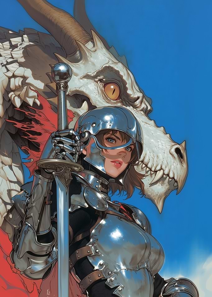 Knight and Dragon Fantasy Illustration