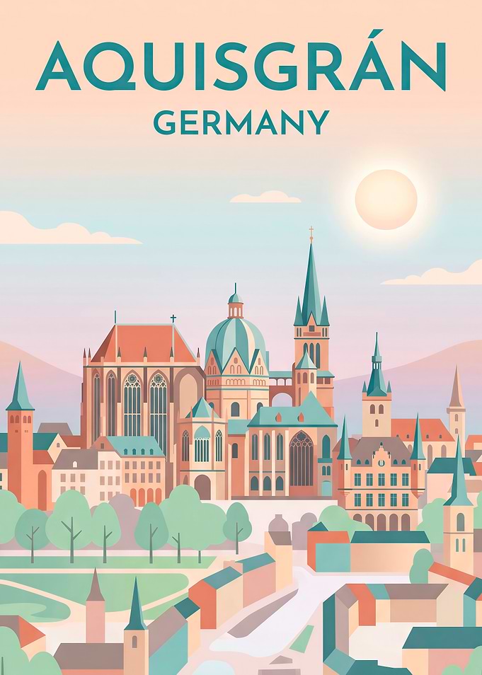 Aquisgrán Germany Travel Poster